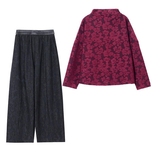 AHM myx9082新中式提花套装气质优雅厚款两件套妈妈装 商品图4