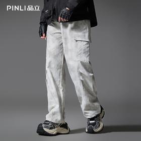 PINLI品立2025秋季新款扎染宽松工装裤男士潮牌直筒裤美式伞兵裤GD251117089