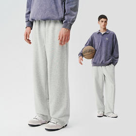 714street抓绒灰色卫裤男2025秋冬宽松直筒长裤运动休闲裤慵懒风