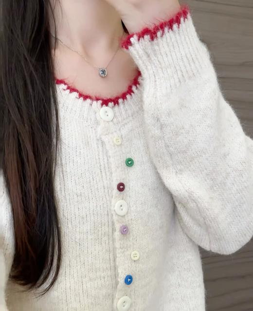 🔥谁懂啊！！😍【岚可可 韩系复古波浪纹圆领彩色纽扣开衫】 💖一到秋冬就对这种软乎乎的毛衣毫无抵抗力！ 商品图5