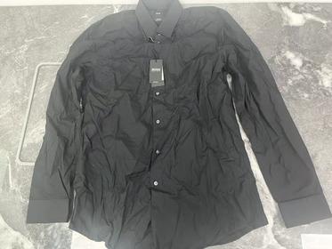 瑕疵HUGO BOSS/胡戈波士 男士黑标易熨烫纯色商务休闲正装长袖衬衫