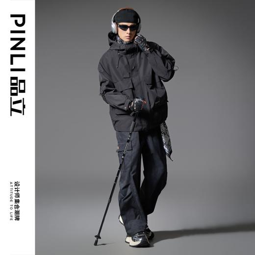 PINLI品立2025秋季新款扎染宽松工装裤男士潮牌直筒裤美式伞兵裤GD251117089 商品图1