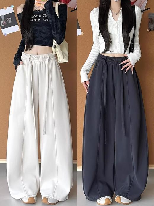 美式抽绳加绒加厚阔腿弯刀裤！ 商品图0