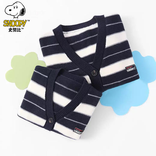 {史努比}儿童新款毛衣外套开杉条纹亲子装校服神奇内搭可外穿90-170 商品图2