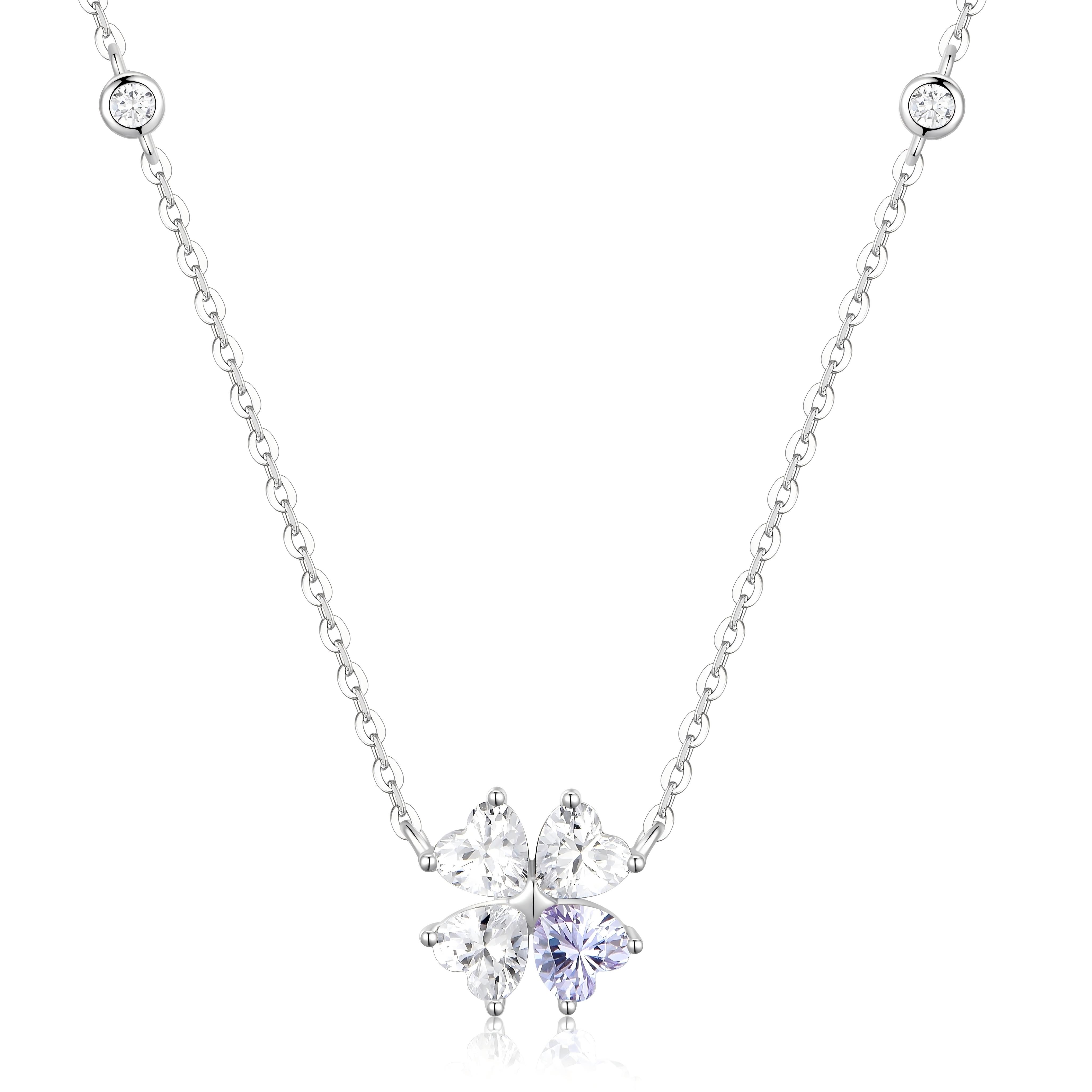 卡蒂罗爱心四叶草项链女纯银轻奢小众设计款锁骨链生日礼物送女友