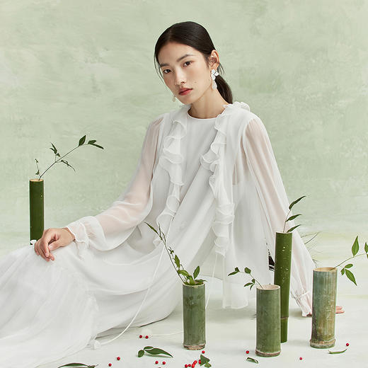 【林栖设计小店】（现货）荷叶领真丝衫两件套新中式宽松2026早春新款上衣吊带女1961108 商品图7