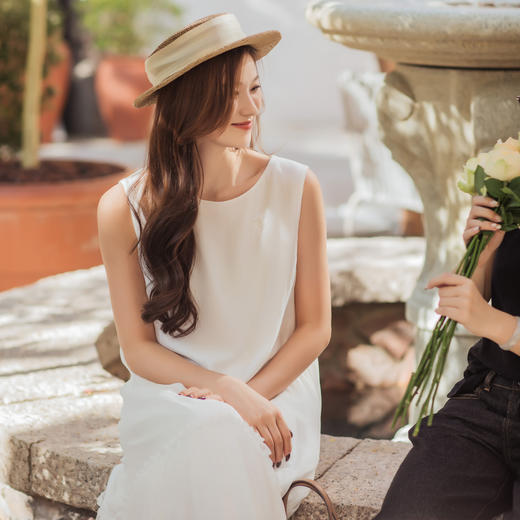 【林栖设计小店】（现货）真丝无袖连衣裙手绣钉珠宽松2026早春新款花仙子裙子女1961080 商品图2