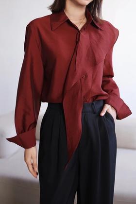 ESTELLICA 红色法式复古港风通勤高级感衬衫 21468