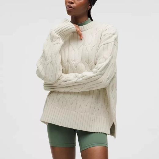 Lulu  Cable-Knit胶花针织宽松圆领毛衣 商品图2