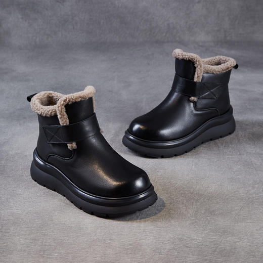 ZM258763头层牛皮女鞋2025年冬季新款加绒保暖雪地靴防滑舒适真皮东北棉鞋 商品图3