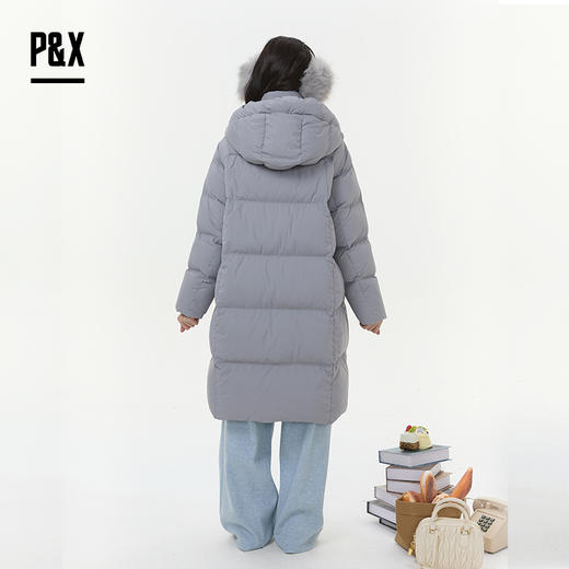 P&X设计师女装2025冬季绗缝户外过膝长款羽绒服 825424071 灰色 商品图4