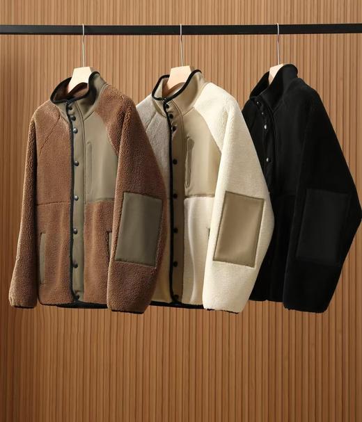 LP外贸订单抓绒男女同款摇粒绒拼接立领保暖夹克外套 商品图0