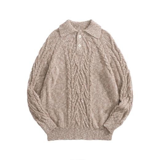 男款插肩袖粗针织马球衫毛衣zh006 商品图0