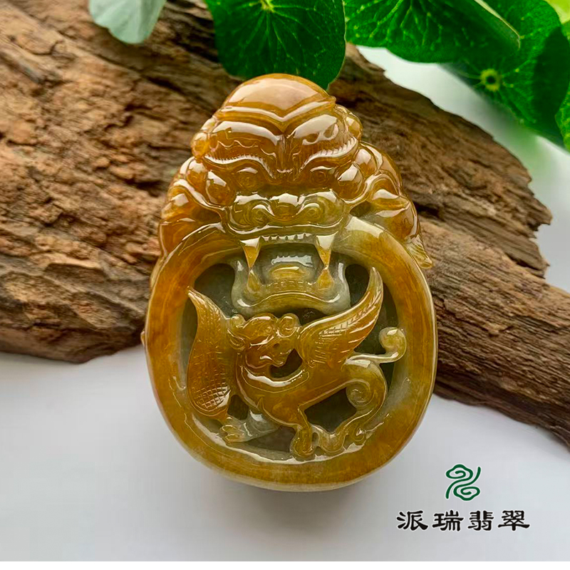 派瑞翡翠 翡翠手把件 糯种 黄翡