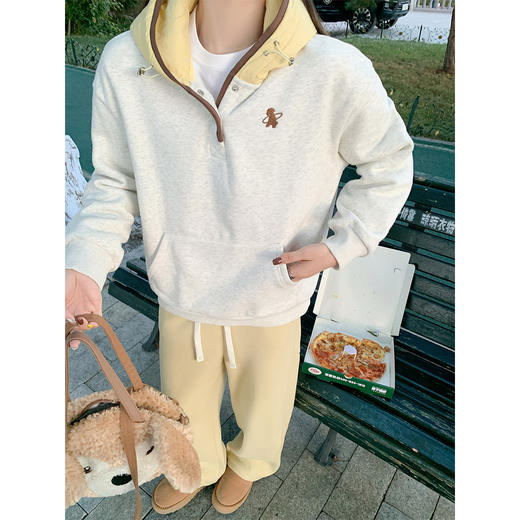 【189元任选2件】现货！黄色连帽拼接灰色卫衣 商品图4