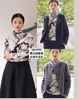 58H090抽象画水溶羊毛衫