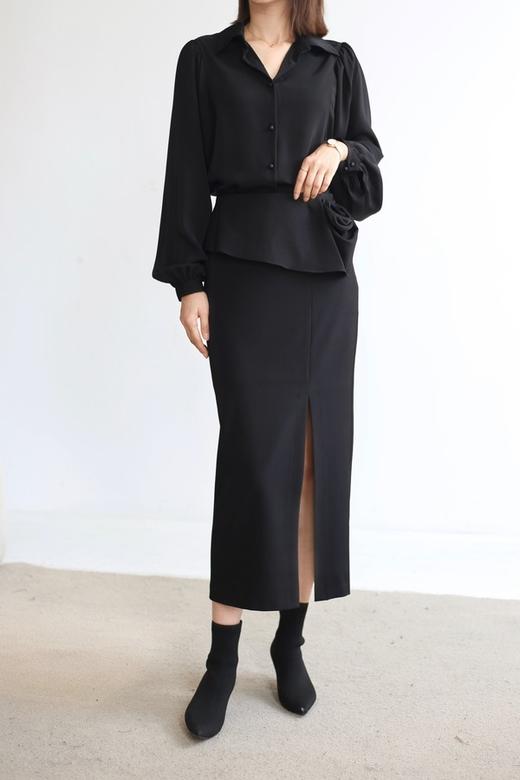 ESTELLICA 黑色经典气质显瘦垂顺衬衫 21471 商品图4