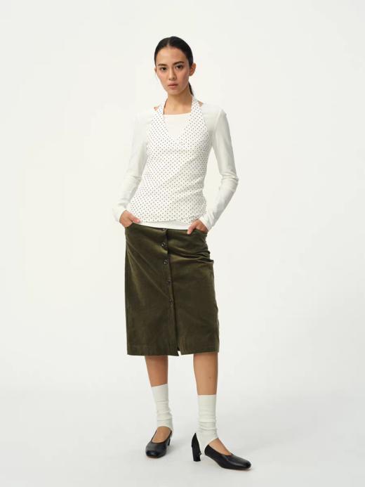 Evistub girls/E-5DBQ1217/复古灯芯绒中腰直筒半身裙 商品图4