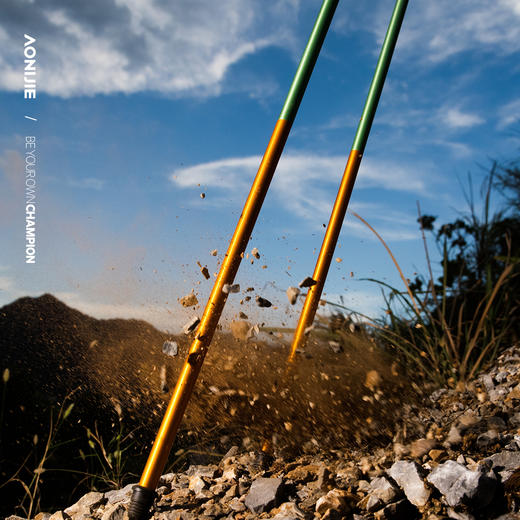 奥尼捷登山杖四节折叠超轻铝合金徒步越野手杖铝合金登山杖行山杖多功能M杖  一对装含网袋 商品图3