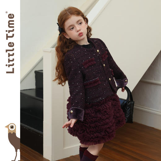 littletime女童外套2025秋冬新款儿童韩版小香风亮片百搭上衣 商品图3