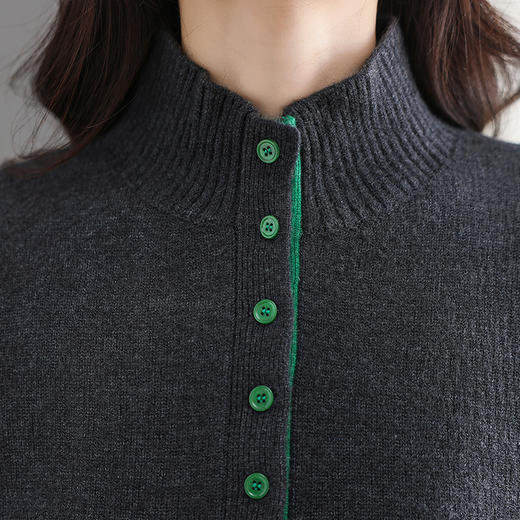 T8012-158日系半开领毛衣女套头打底衫2025秋冬新款高级针织衫宽松外穿上衣 商品图3