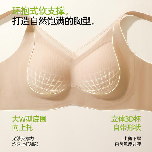 熳洁儿 舒适无痕聚拢文胸提拉侧收裸感亲肤桑蚕丝杯性感薄纱25761512 商品图2