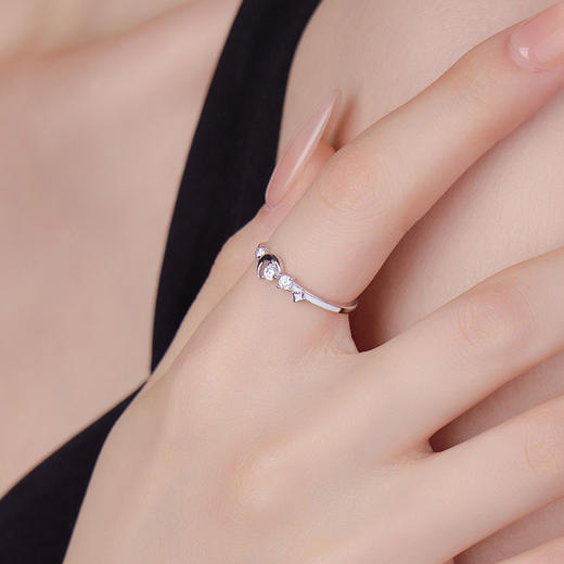 【星月奇迹】925纯银星月镶锆石开口戒指【BF-RS3503】 商品图1