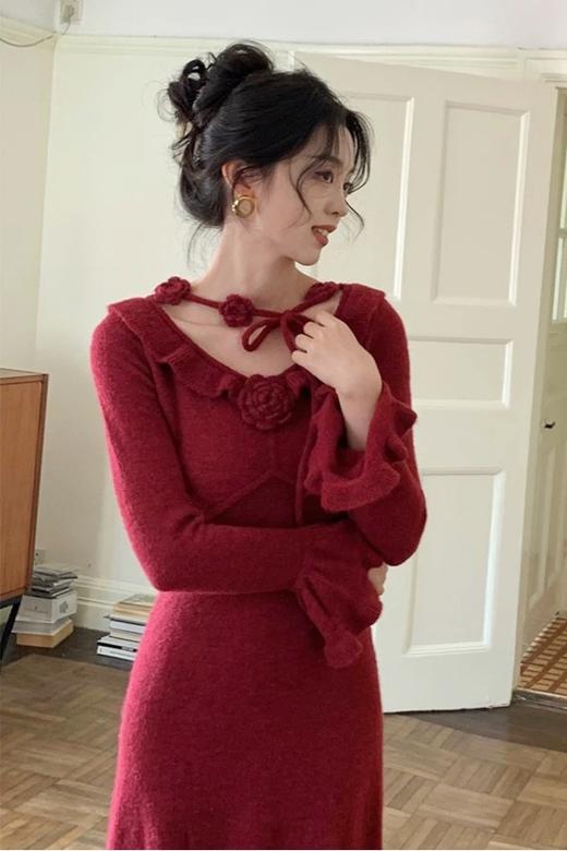 SIA SAYLOR 花朵气质显瘦甜美喇叭袖修身连衣裙 21448 商品图2