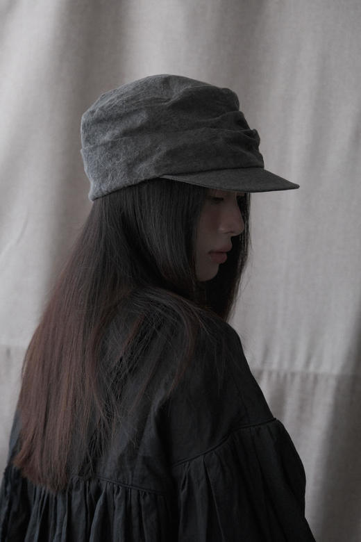 Kreuzzz 烟灰色和纸亚麻Sage报童帽 商品图4