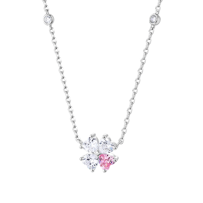 卡蒂罗爱心四叶草项链女纯银轻奢小众设计款锁骨链生日礼物送女友