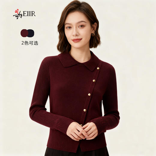 司歌翻领套头长袖毛衣收腰女秋冬G92G3550 商品图0