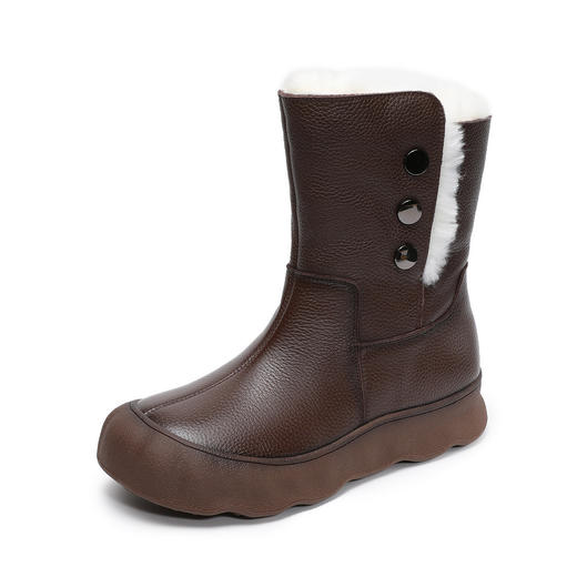 ZM258750真皮雪地靴女2025冬季新款羊毛垫女鞋加绒保暖棉鞋东北休闲短筒靴 商品图4