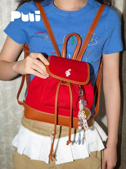 4楼Eubelle欧蓓 puui原创生活红色双肩包小型 新款通勤高级感 小众轻便小书包 活动价：358元 商品图2