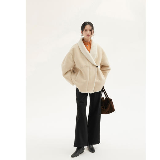 HeyDress翻领加厚仿羊羔毛皮草上衣 商品图1