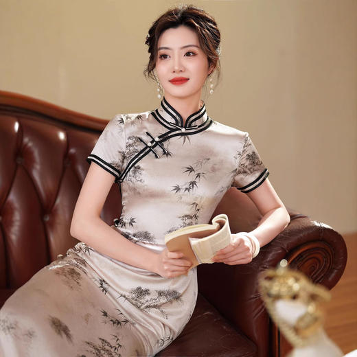真丝旗袍长款2025夏季新款改良桑蚕丝复古时尚少女中国风连衣裙 商品图2