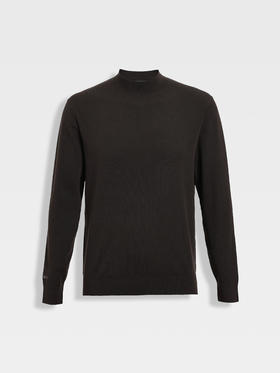 callisto咖色羊毛混纺中领毛衣