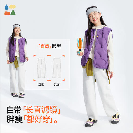 【儿童直筒加绒裤】森林棠25冬暖日绒宽松直筒休闲百搭运动长裤82053200 商品图1