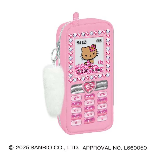 日本CRUX晒黑系列手机型笔袋黑皮Kitty