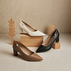 千百度羊皮粗高跟鞋女通勤尖头正装气质法式浅口单鞋A25471674 商品缩略图1