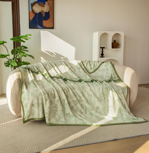 红蜻蜓云丝绒盖毯-青澜暖韵 商品图0