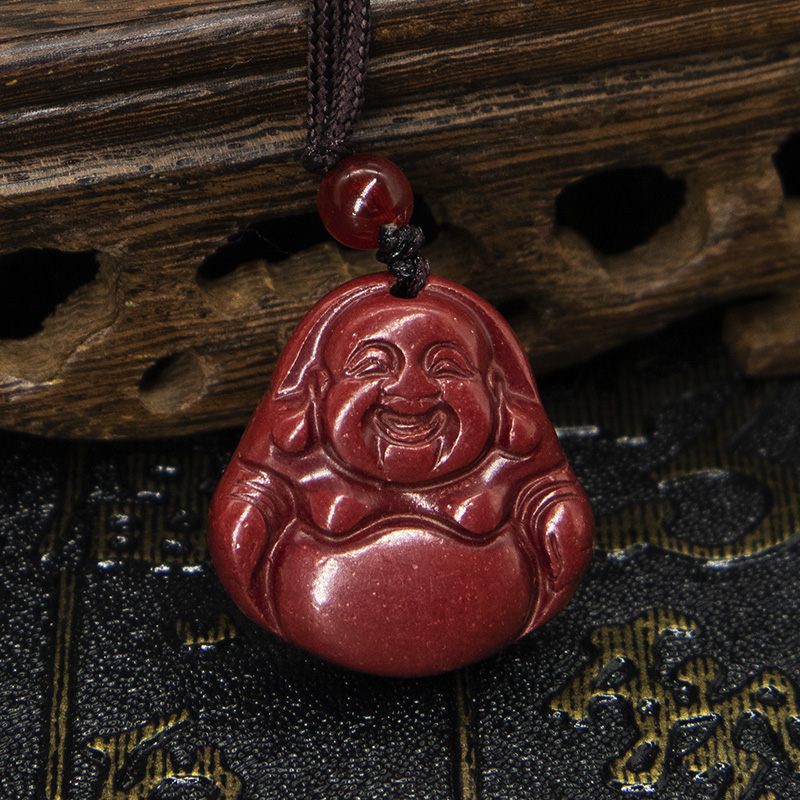 朱砂弥勒佛吊坠项链