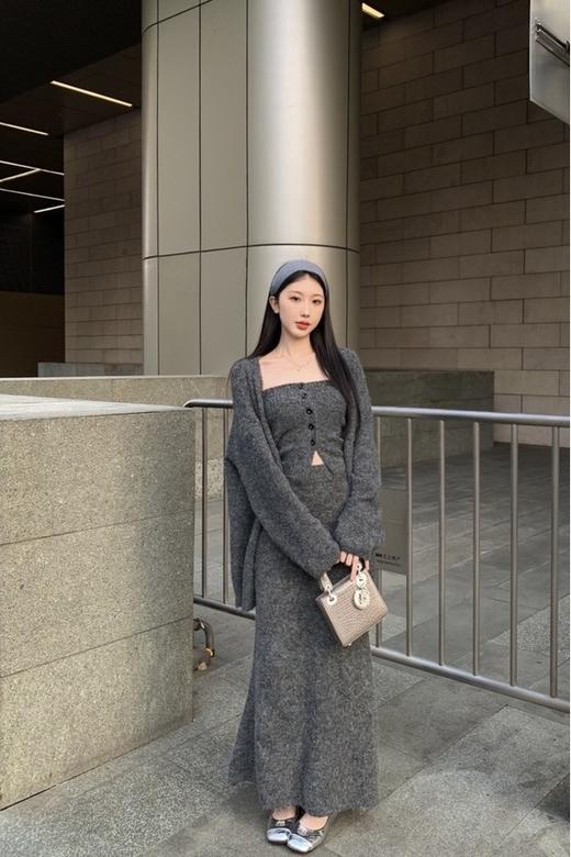 SIA SAYLOR 名媛风休闲慵懒风针织开衫半裙三件套装 21424 商品图1