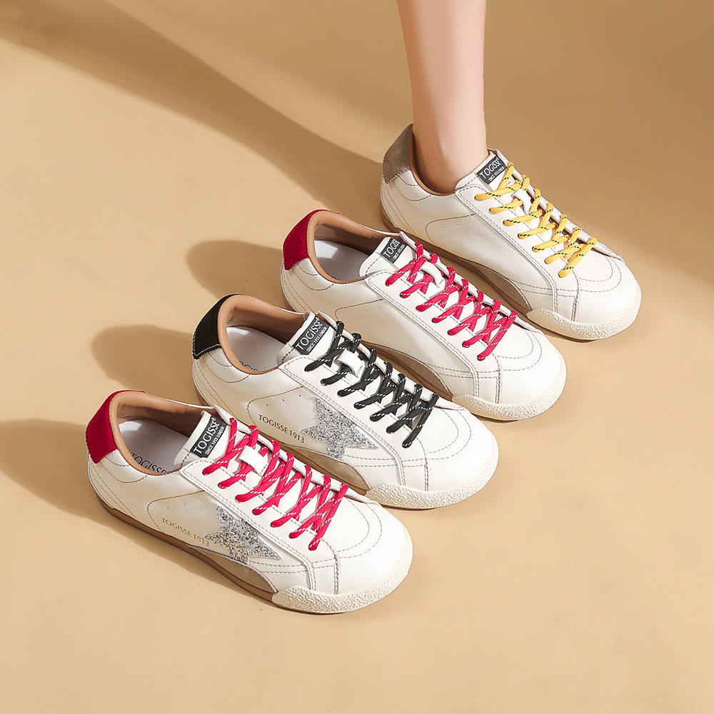 品牌直发！【TOGISSE星星小脏板鞋】进口牛皮鞋面 ，乳胶养脚鞋垫 ，软韧防滑 ，透气不闷脚， 三色可选日常百搭款