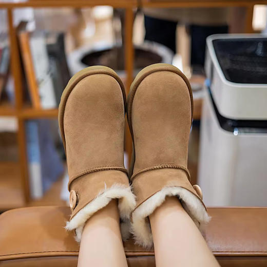 【栗色预售10天】起程隆丰出品木扣款女士雪地靴 LZ563M 商品图4