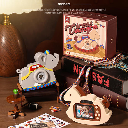 【赠32G内存卡】mobee4800W前后双摄像头 儿童摇摇木马相机 超多功能集成一体机 小巧身形 单手即可操作 马戏象宝、摇摇木马共享朋友的快乐时刻 一一定格 商品图4