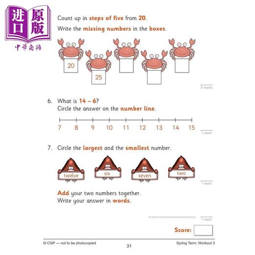 【中商原版】英国原版CGP 每周10分钟练习4册 数学英语自然拼读书写 Year 1 Maths English 10 Minute Weekly Workouts 4 book 商品图4