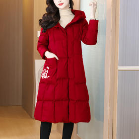 AHM xwf8798轻薄棉服时尚气质连帽中长款显瘦加厚外套