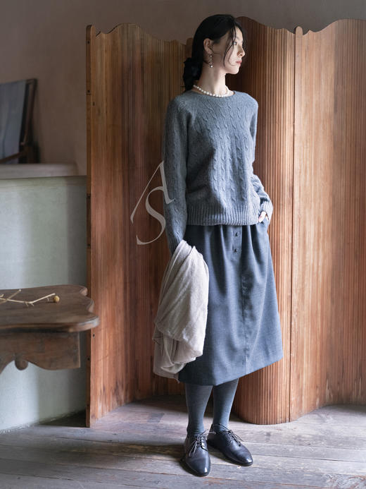 Studio Nicholson 25PF 炭灰色Isola heritage羊毛系带半裙 商品图1