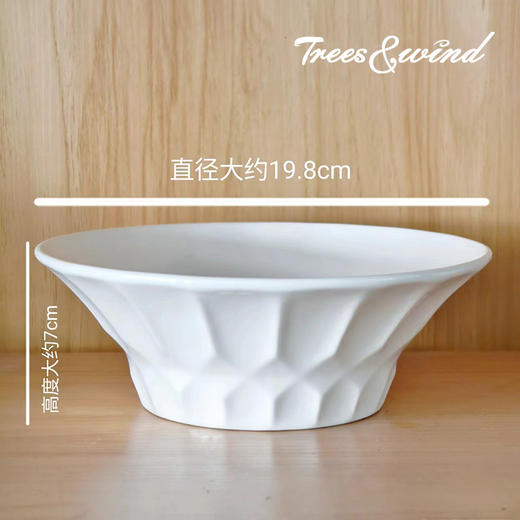 Trees&wind 精美浮雕螺纹釉下彩白磁盘高脚白瓷碗精致餐具 商品图6