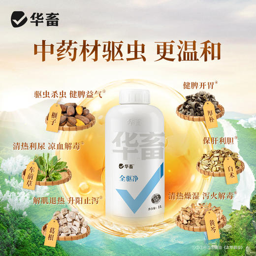 华畜全驱净中药驱虫健胃增食体内外双驱线虫绦虫吸虫安全不伤肠胃见效快 商品图3
